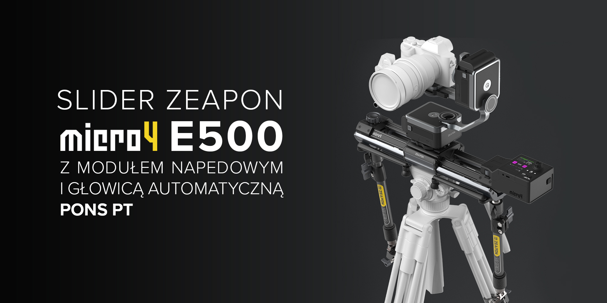 Slider Zeapon Micro 4 E500 z modułem napędowym i głowicą automatyczną Pons PT